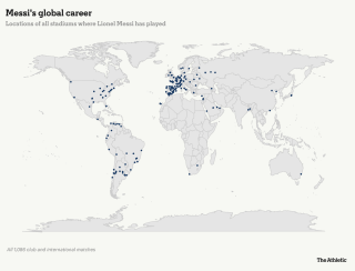 48 países e 179 cidades: a geografia da carreira de Lionel Messi